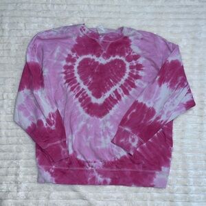 Pink Tie-Dye Heart Sweatshirt